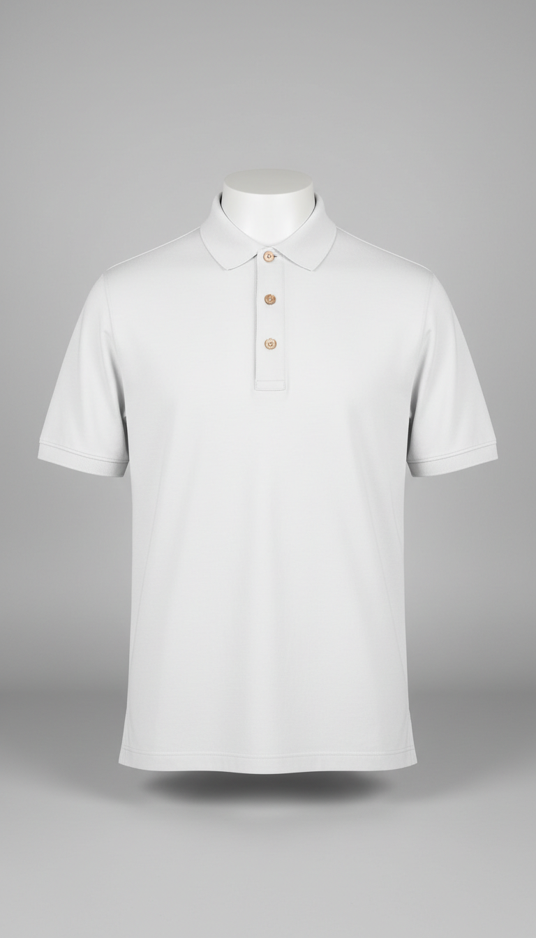 Cloud white Egyptian cotton polo